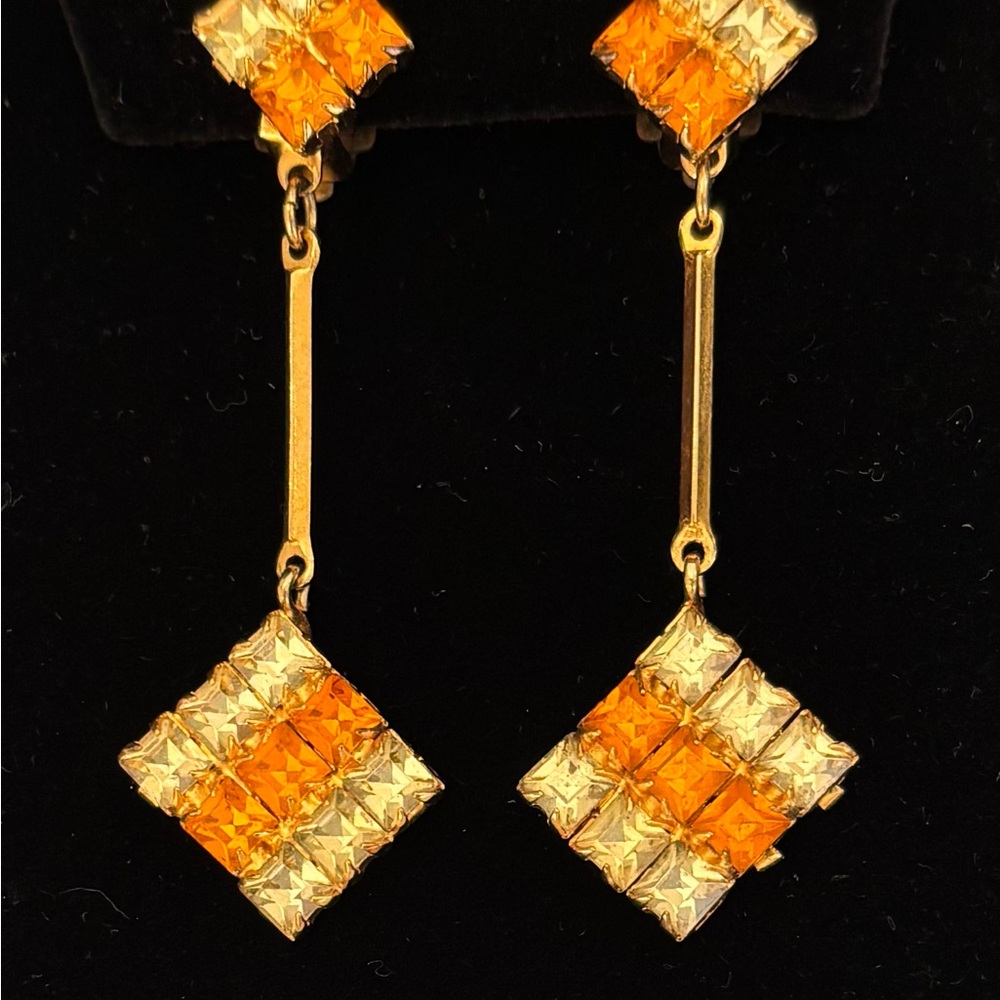 Signed Austria rhinestone drop earrings